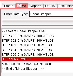 stepper profile shows counts for welds but no boosts.
Stepper #1 is associated with group 1. Group 1 means Gun #1